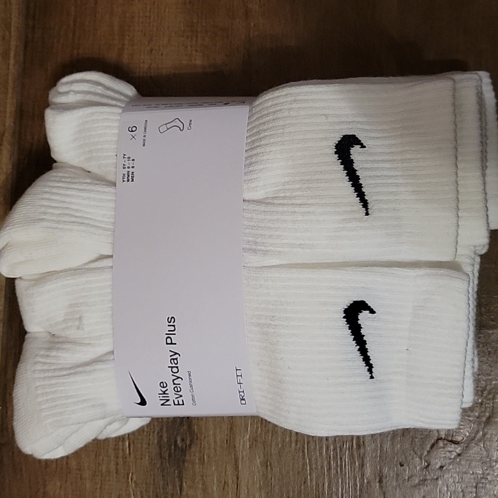 NWT: NIKE Everyday Plus DRI-FIT Cotton Cushioned Crew Socks 6 Pack - Picture 2 of 7